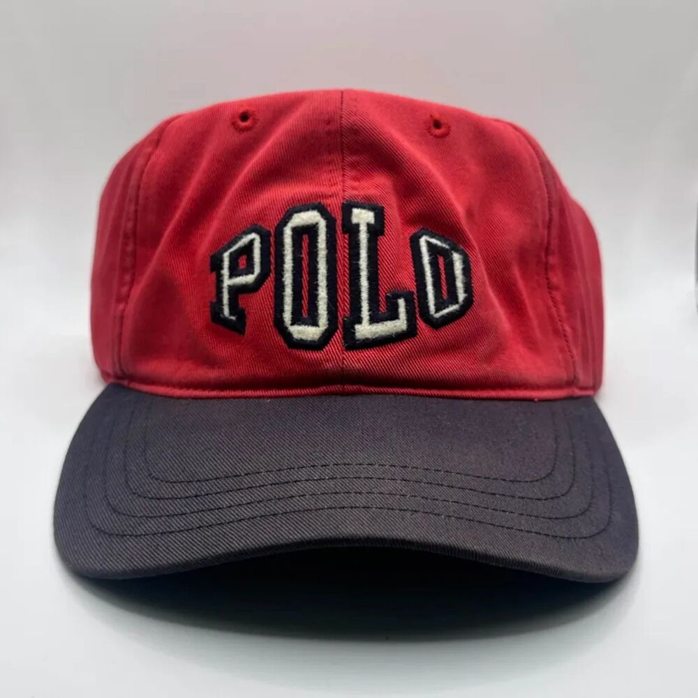 Vintage Polo Ralph Lauren Two Tone Spellout Hat RARE